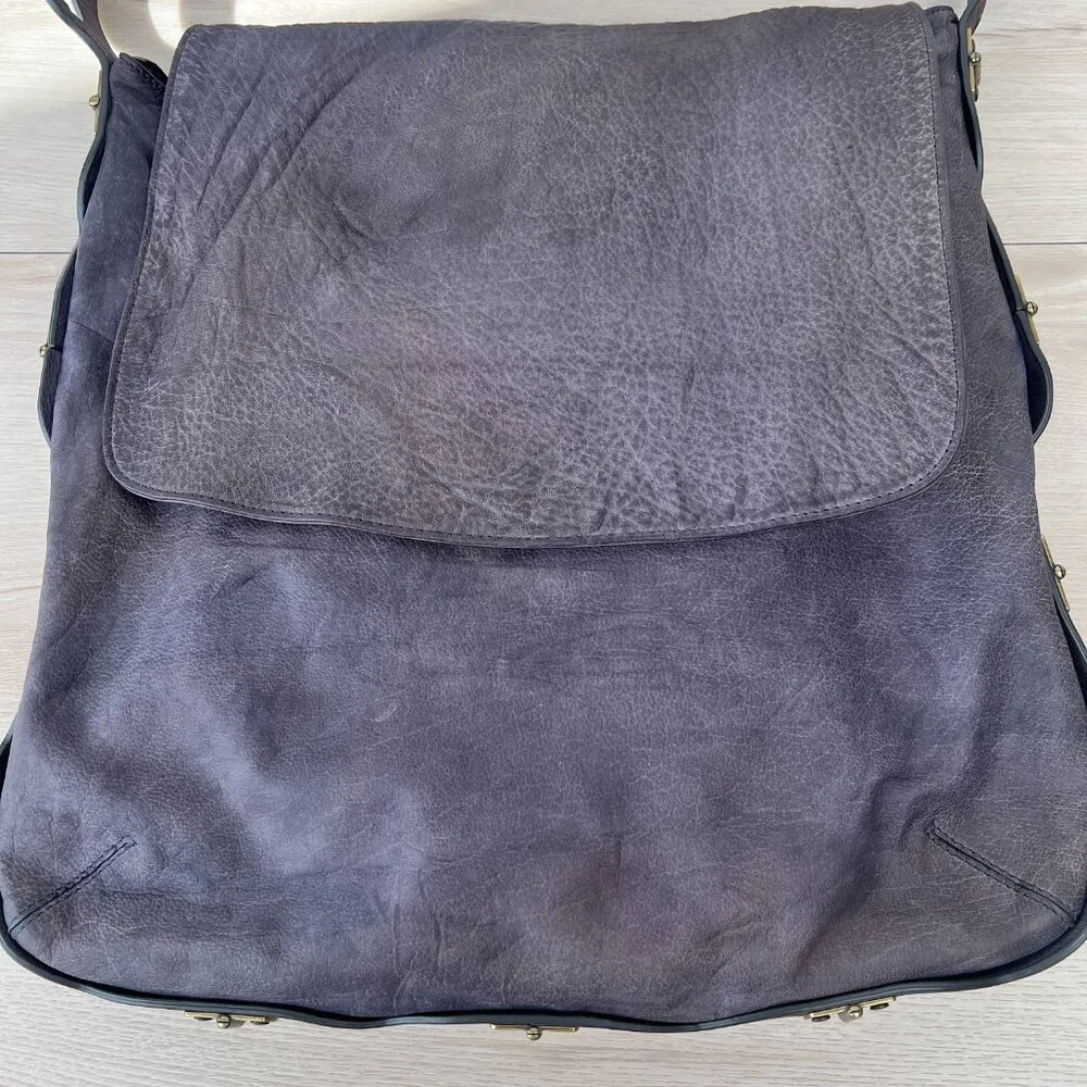 Kooba MEG Genuine Washed Leather Shoulder Bag Hinge Cutout Strap in Lavender